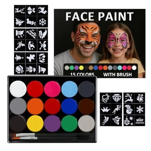 Produktbild: Face Painting Kinderschmink Set Halloween Karneval- Kindergesichts Kosmetik Set Gesichtsschminke und Bodypainting für Kinder und Erwachsene für Halloween, Karneval, Party und Show