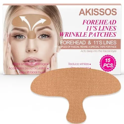 Produktbild: Face Tape - Akissos Zornesfalte Pflaster, Pre Cut Anti Falten Pflaster, Über Nacht Forehead Wrinkle Patch für 11 Linien, Stirnfalten, Tapes Gesicht Anti Falten (15 PCS)