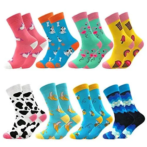Produktbild: Facefuture Bunt Sock Damen Lustige Socken Mädchen Strümpfe Funny Socks 8 Paar(803) L-XL