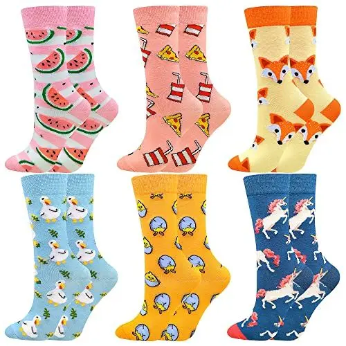 Produktbild: Facefuture Damensocken 39-42 Lustige Bunte Glücklich Strümpfe Baumwolle Lebensmittel Sock (6 Paar DE609)
