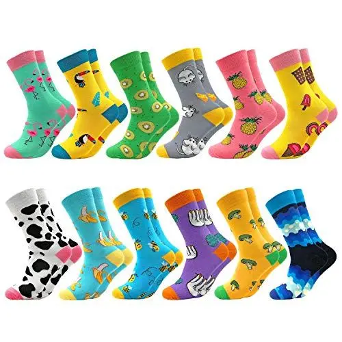 Produktbild: Facefuture Mitte Kalb Bunte Socken Lustige Socken Phantasie Strümpfe Glücklich Baumwolle Sock (12 Paar DE1204)