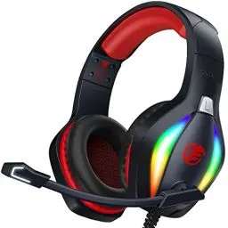 Produktbild: Fachixy 「2024 New」 FC100 Gaming Headset für PS4/PS5/PC/Xbox/Nintendo Switch, PS4 Kopfhörer mit Kabel und RGB Licht, Stereo Surround Kopfhörer mit Mikrofon, Noise Cancelling Gamer Headphones - ROT