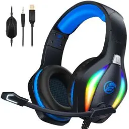 Produktbild: Fachixy FC100 Gaming Headset für PS4, PS5, PC, Xbox, Nintendo Switch, Gaming Kopfhörer mit Kabel und RGB Licht, Stereo Surround Kopfhörer mit Mikrofon, Noise Cancelling Gamer Headphones - BLAU