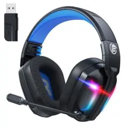 Produktbild: Fachixy FC300 Wireless Gaming Headset Für PC, PS5, PS4, Mac - Verlustfrei USB Schnittstelle 2.4GHz & Bluetooth - Bluetooth Headset Mit Mikrofon, Geringe Latenz, 40H+ Akkulaufzeit, Coole RGB, Blau