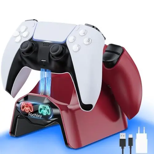 Produktbild: Fachixy Controller Ladestation Für PS5, Ladestation Für PS5 Mit 2 Stunden Schnellladechip, Controller Ladestation Für PS5 Mit Separatem Stecker Und Kabel, Mit LED Ladestatus Kontrollleuchte