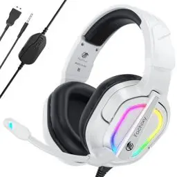 Produktbild: Fachixy「2024 New」FC200 Gaming-Headset für PS4/PS5/PC/Xbox One, Geräuschunterdrückung, Gaming-Kopfhörer, Headset mit Stereo-Mikrofon-Sound mit 3,5-mm-Klinkenstecker mit RGB-Licht - Weiss