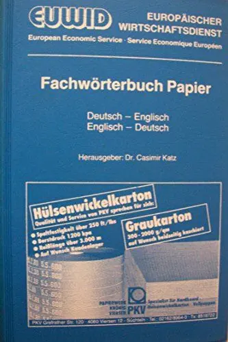 Produktbild: Fachwörterbuch Papier. Deutsch - Englisch / Englisch - Deutsch