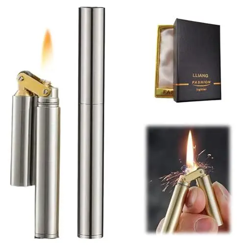 Produktbild: Fackel Feuerzeug Windproof Feuerzeug Nachfüllbar Einstellbare Jet Flamme Gun für Kerze Küche Grill BBQ Camping Schmuck Schweißen (Silber)