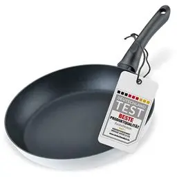 Produktbild: FACKELMANN Bratpfanne Arcadalina 28cm – Antihaft-Pfanne aus 90% recyceltem Aluminium und Keramik-Beschichtung – Induktionspfanne zum Kochen & Anbraten – PFAS Frei, Schwarz/Weiß