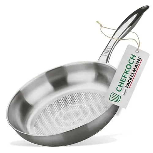 Produktbild: FACKELMANN Chefkoch Bratpfanne Ø24 cm mit Wabenboden – Pfanne aus hochwertigem Edelstahl – Für alle Herdarten geeignet (auch Induktion) – Ø24 x 0,5 cm