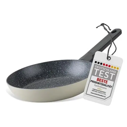 Produktbild: Fackelmann Balance 20cm Pfanne – Recyceltes Aluminium, Keramik-Antihaft, PFAS-frei – Induktionsgeeignet, Hitzebeständiger Griff, Shallow White