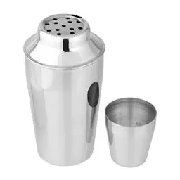 Produktbild: Fackelmann Cocktailshaker 400 ml, Cocktail-Mixer aus Edelstahl, Schüttelbecher für Mixgetränke mit integriertem Sieb, Kappe mit Dosierangabe (Farbe: Silber), Menge: 1 Stück