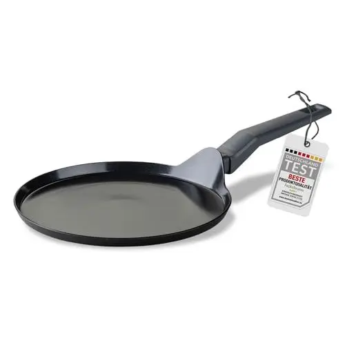 Produktbild: Fackelmann Crepepfanne 25cm Statement – Keramik beschichtete flache Pfanne - Recyceltes Aluminium mit Antihaft-Beschichtung – Für alle Herdarten inklusive Induktion, PFAS-frei