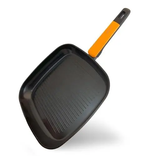 Produktbild: Fackelmann Grillpfanne Soft – Ø 28 cm aus geschmiedetem Aluminium, mit Greblon CK2 Ceramic Beschichtung, Soft-Touch Griff, Reinigung per Hand
