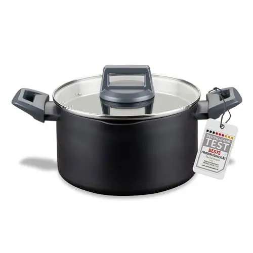 Produktbild: Fackelmann Kochtopf Statement 20cm – Topf mit keramischer Beschichtung – Recyceltes Aluminium mit Antihaft-Beschichtung – PFAS-frei, Hitzebeständiger Griff, Für alle Herdarten inklusive Induktion