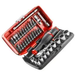 Produktbild: FACOM 38-tlg. 1/4“ Steckschlüssel-Satz RL.NANO1 (metrisch, Sechskant, kompletter Werkzeugkoffer inkl. 2 Verlängerung, Kardangelenk, Bits, Verbindungsstück, Steckschlüssel & Steckgriff)
