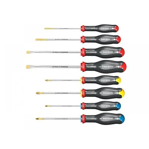 Produktbild: FACOM 8-tlg. PROTWIST Hochleistungs-Schraubendreher-Set AT.J8PB (wärmebehandelt, korrosionsbeständig, Soft Grip Griff mit Chemikalienbeständigkeit, mit Lasermarkierung)
