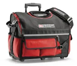 Produktbild: FACOM PROBAG Werkzeug-Trolley (kompakte Werkzeugtasche mit leichtgängigen Rollen, 33 Liter, mit Teleskopgriff, viele Taschen, aus widerstandsfähigem 1200 Denier, wasserfester Kunststoffboden) BS.R20PB