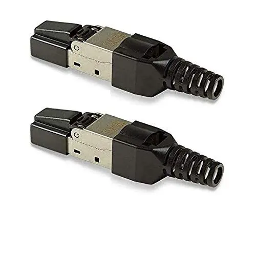 Produktbild: Faconet 2x CAT 6A RJ45 Netzwerkstecker Crimpstecker bis 10 GBit/s kompatibel CAT 7 CAT 7A werkzeuglos Stecker für Verlegekabel Netzwerkkabel LAN Kabel