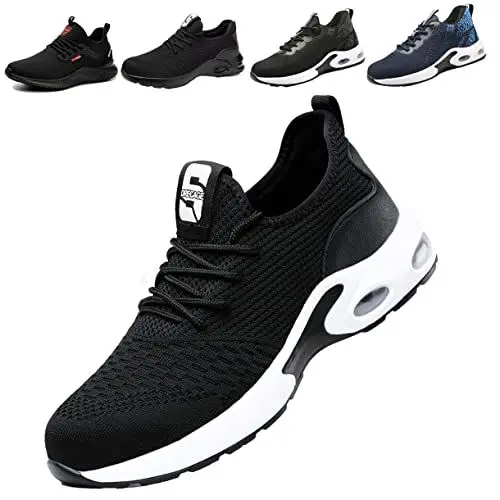 Produktbild: Fadezar Sicherheitsschuhe Herren Leichte Arbeitsschuhe Herren Damen Sportliche Atmungsaktive Stahlkappenschuhe rutschfeste Arbeitsturnschuhe 01 Schwarz EU 38