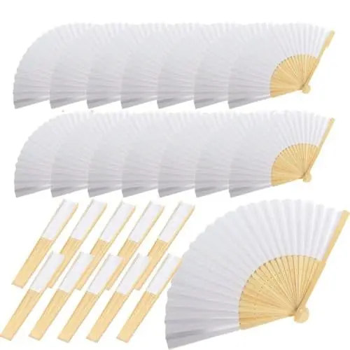 Produktbild: Fächer Hochzeit，Fächer weiß，60 Stück Papierfächer，Hochzeit Fans，Handfächer，Weiß Zusammenklappba，Für Partys， Hochzeitsgeschenke，DIY-Dekorationen，Heimdekorationen，Tänze，handgemachte Geschenke