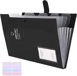 Produktbild: Fächermappe A4 mit Visitenkartenhalter 6 Fächer mit Schnalle Schließung Archival Organizer Papier Organizer A4 Brief Größe mit Druckknopf