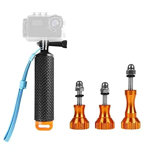 Produktbild: FAEFTY Schwimmer Handgriff Action Cam Unterwasser Handgriff, Wasserdichter Einbeinstativ mit DREI Langen Schrauben, Floating Hand Grip Einbeinstativ Tauchen Stock für GoPro Hero, Kamera Action