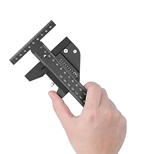 Produktbild: Fafeicy 0~210 mm T-Typ Lineal mit 0,05 mm Genauigkeit, Aluminiumlegierung multifunktionales Holzlineal, mit zwei vertikale Endskalen, für Multifunktionale Strichzeichnung und -messung