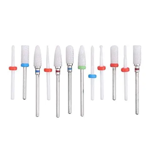 Produktbild: Fafeicy 12 Stück Keramik Nagelbohrer Set mit kleines rundes Design, Fräser Bohrer Elektrische Schleifmaschine, 3/32in Schaftdurchmesser, Zum Entfernen von Acrylgelnägeln Nagelhaut Maniküre Pediküre