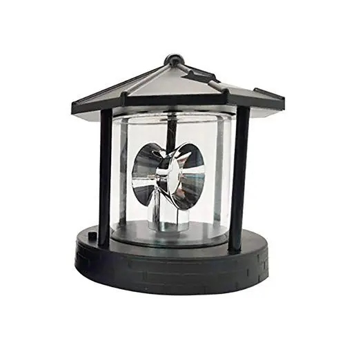 Produktbild: Fafeicy LED-rotierende Leuchtturm-Leuchtfeuerlampe, Energiesparendes Solar-Landschaftslicht für Gartenwege (BLACK)