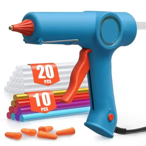 Produktbild: FAHEFANA Heißklebepistole, 200W Heissklebepistole 60S Schnelles Aufheizen mit 30 klebesticks 11mm (10 Bunt & 20 Transparent), Klebepistole Hot Glue Gun für DIY, Handwerk, Büro Reparatur