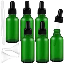 Produktbild: Fahibin 12pcs Grünglas Pipettenflasche, 30ML Glas Tropfflasche, Leere Glasflasche Glastropfer mit (Dropper Pipette Glas) für Ätherisches Öl, Parfümölen,Massage, Apothekerflaschen