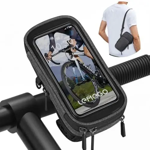 Produktbild: Fahrrad Handyhalterung 2 in 1 Fahrradtasche Lenkertasche für 4.7-7 Zoll Smartphone mit Schultergurt 360°Drehbarem Fahrradhalterung Lenker Handyhalter Halterung Fahrradlenker Handytasche