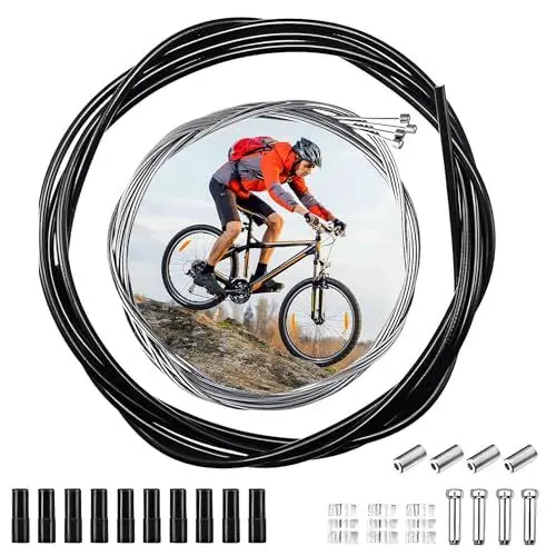Produktbild: Fahrrad Schaltseil Set, Fahrrad Bremszug Universal Schaltzug Hinten Schaltseil Innenzug mit 2.5m Außenhülle Endhülse Bremskabel Gehäuse Kit für Mountainbike Rennrad