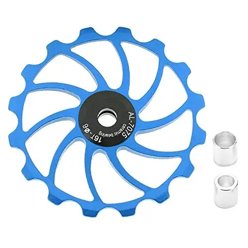 Produktbild: Fahrrad Umwerfer Riemenscheibe, Aluminiumlegierung Mountainbike Schaltwerk Riemenscheibe 16T MTB Umwerfer Riemenscheibe Keramiklager Schaltrad Führungsrad für Mountainbike Rennrad(Blau)