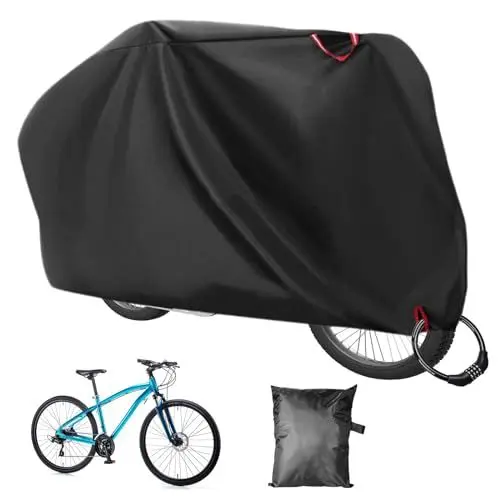 Produktbild: Fahrradabdeckung Wasserdicht, 210D Oxford-Gewebe Fahrradgarage für 1-2 FahrräDer, Fahrrad Abdeckplane mit SchlossLöchern, 200x110x70 CM Fahrradplane Wasserdicht, FahrradschutzhüLle für alle Fahrräder