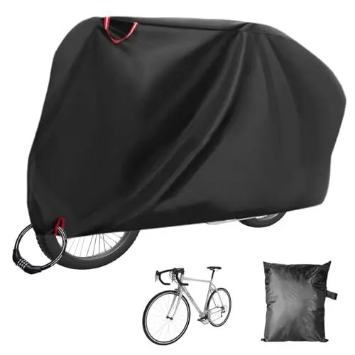 Produktbild: Fahrradabdeckung Wasserdicht für 1-2 FahrräDer, 210D Oxford-Gewebe Fahrradgarage, Fahrrad Abdeckplane mit SchlossLöchern, 200x110x70 CM Fahrradplane Wasserdicht, FahrradschutzhüLle für alle Fahrräder