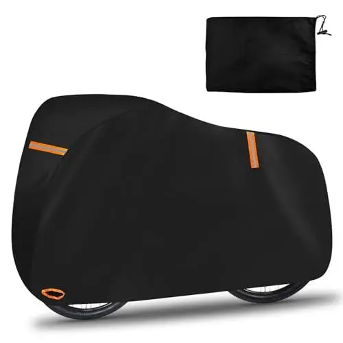 Produktbild: Fahrradabdeckung für 1 Fahrräder, Wasserdicht and reflektierende Sicherheitsschlaufen mit Schlosslöchern, Oxford-Stoff 300D, PU Beschichtung Fahrrad schutzhülle (Stationary for 1 Bike)