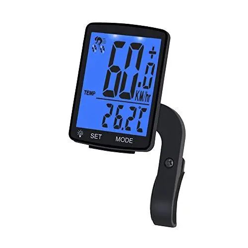 Produktbild: Fahrradcomputer Kabellos,12 Funktionen Fahrradtacho Drahtlos Wasserdicht Radcomputer Tachometer LCD-Hintergrundbeleuchtung Display Kilometerzähler für Radsport Realtime Speed Track