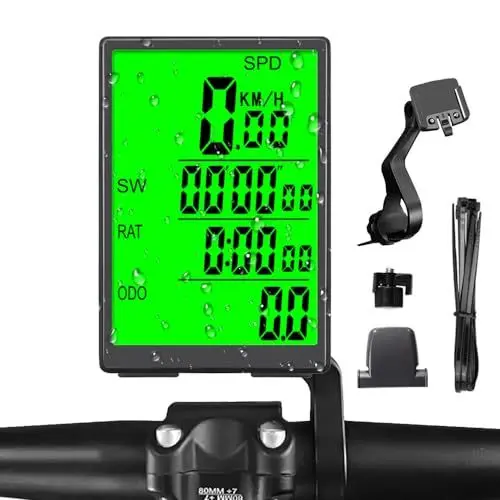 Produktbild: Fahrradcomputer Kabellos, SKJJL 31 Funktionen Fahrrad Tacho, 3 Zoll großer Bildschirm Fahrradtacho Kabellos, Automatisches Aufwachen, Wasserdicht Tacho Fahrrad Kabellos für Erwachsene und Kinder