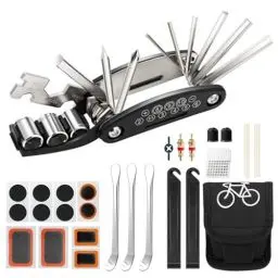 Produktbild: POHOVE 16 in 1 Multitools Fahrrad Reparatur Werkzeug Set, Fahrrad Werkzeugset, Faltbares Abziehbar Werkzeug Flickzeug Reifenheber mit Storage Bag, für Mountainbike und Rennrad Camping Essentials