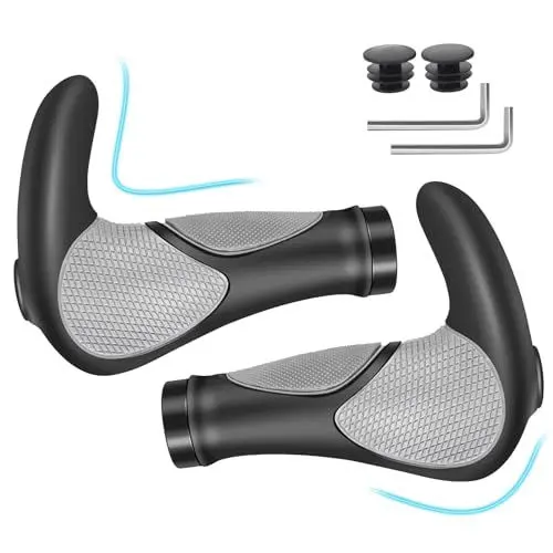 Produktbild: Ergonomische Fahrradgriffe - Anti-Rutsch Lenkergriffe, MTB Griffe Mit Zwei Seiten Lock, Universal 22mm Schwarz Und Grau