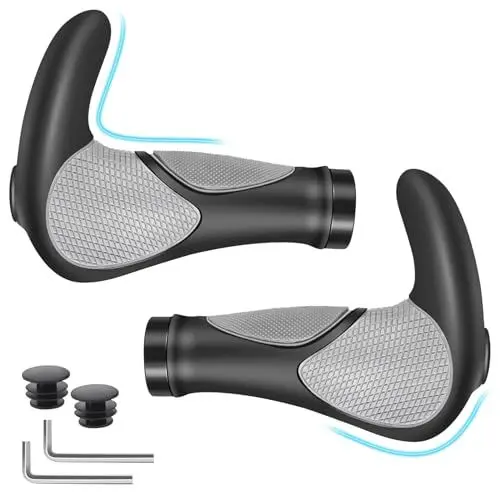 Produktbild: AISHALLY Fahrradgriffe Fahrradlenker MTB Griffe Ergonomisch Lenkergriffe Wasserabweisend & Rutschfester Fahrrad Griffe, schwarz/grau