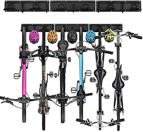 Produktbild: Fahrradhalter Wandhalterung für Fahrräder und Helmhaken, Fahrrad Wandhalterung für Garage oder Wohnung, Wand Fahrradaufhängung mit Rahmenschutz