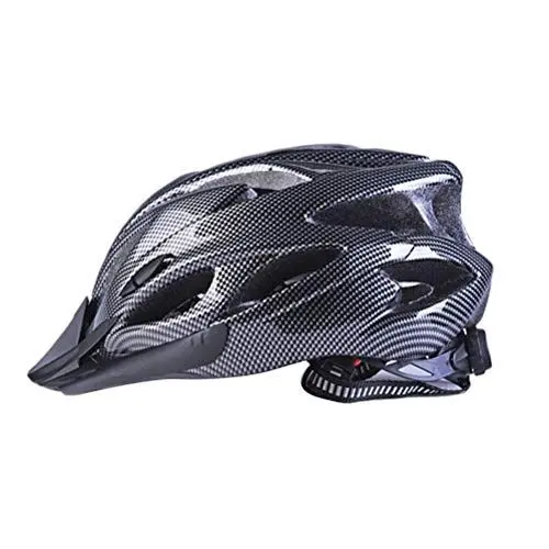 Produktbild: Fahrradhelm, Fahrradhelme für Herren, Fahrradhelm, Unisex, Kohlefaser, Schwarz, für Erwachsene, Verstellbare Einteilige Fahrradhelme für Kopfumfang 56–62 cm (Black)