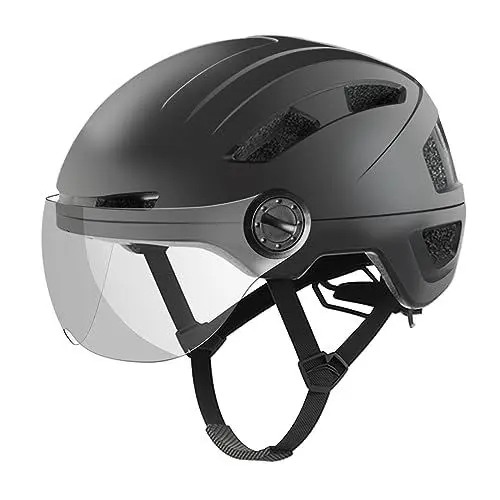 Produktbild: Fahrradhelm Herren, Damen Helm mit Magnetischem Visier Abnehmbarer Sonnenschutzkappe und Größenversteller, Schwarz Helm für E-Bike, Mountainbike & Citybike (M-Schutzbrille)