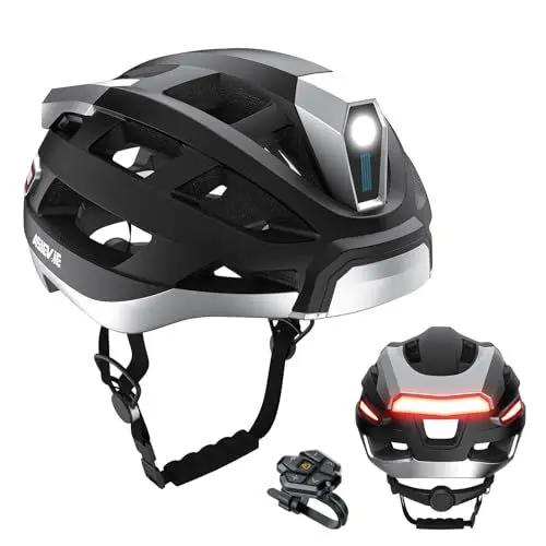 Produktbild: Fahrradhelm mit Bluetooth, Smart Bike Helm für Erwachsene Männer Frauen mit eingebauten Lautsprechern, vordere und hintere LED-Blinker Fernbedienung, Smart Communications Cycling Helm.