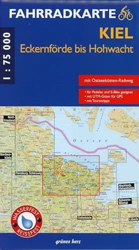 Produktbild: Fahrradkarte Kiel, Eckernförde bis Hohwacht: Mit Ostseeküsten-Radweg. Maßstab 1:75.000. Wasser- und reißfest.: Mit Ostseeküsten-Radweg, für Pedelec und E-Bike, mit UTM-Gitter für GPS und Tourentipps