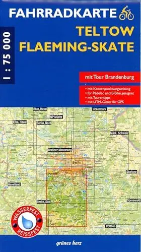 Produktbild: Fahrradkarte Teltow, Flaeming-Skate: Mit Flaeming-Skate. Mit UTM-Gitter für GPS. Maßstab 1:75.000. Wasser- und reißfest. (Fahrradkarten)