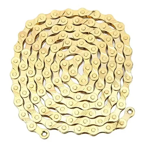 Produktbild: Fahrradkette 8 Fach , 116 Glieder Gold Fahrrad Kette Mountainbike Kette Rennradkette Fahrrad Ersatzkette Flachbett für Straßen und Bergrennen Radfahren